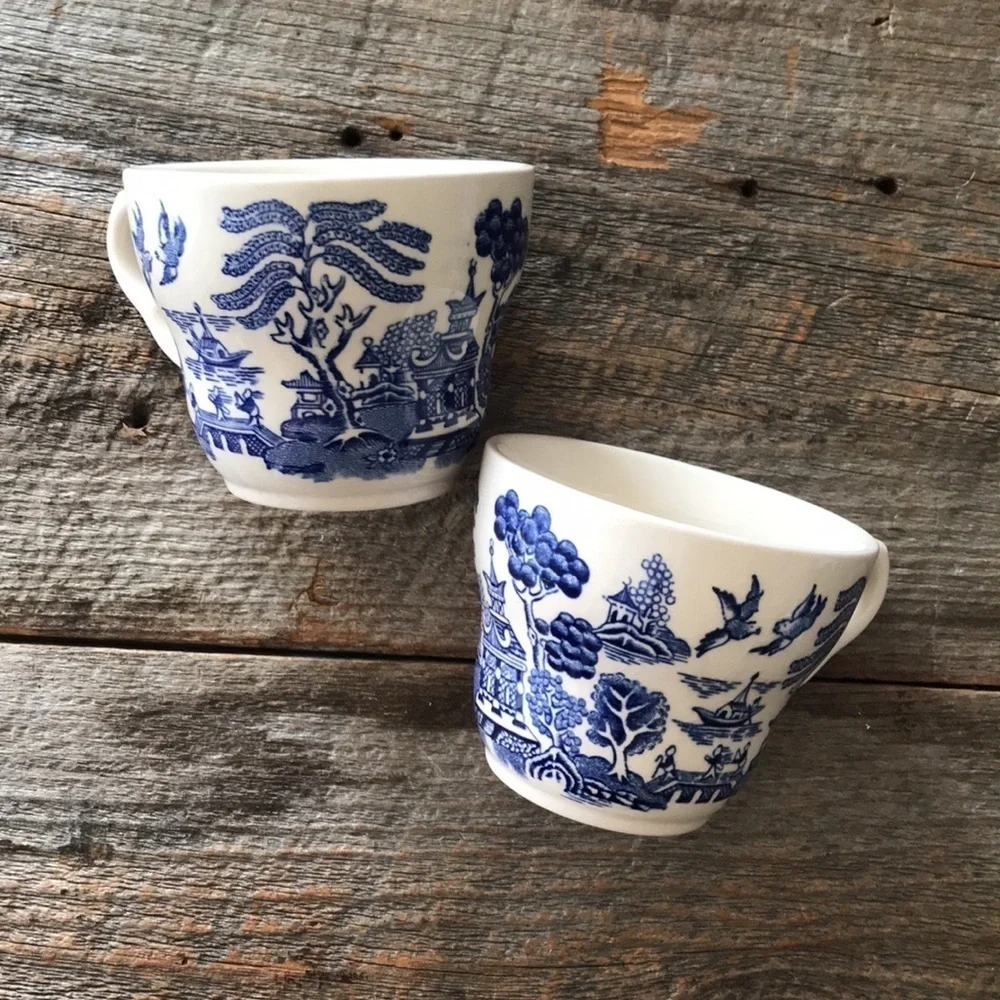 Blue Willow Coffee Cups - Set of Two